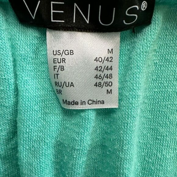 Venus Terry Halter Dress Turquoise Mini Dress Medium Elasticized Waist - Picture 5 of 7